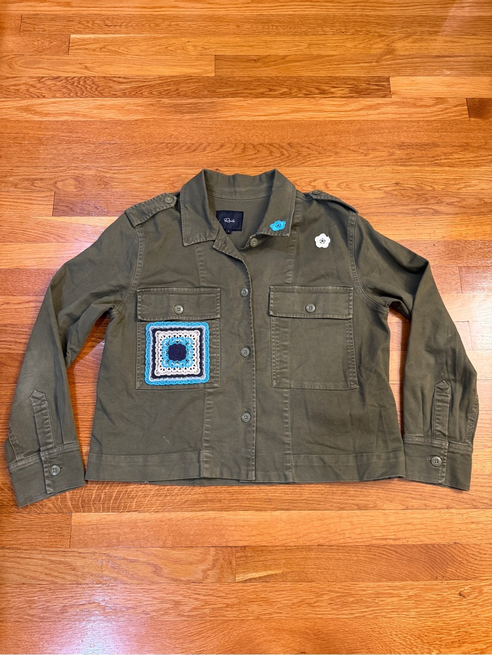 Rails Tuli Jacket Button-Front Closure Chest Patch Pockets Olive Green - Large